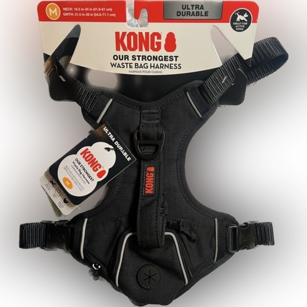 Kong MEDIUM Harness w/ Waste Bag Dispenser + Extra Zippered Storage Pock…